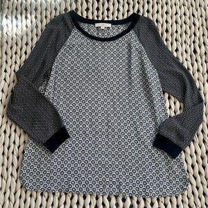 LOFT Black and White Geometric Top